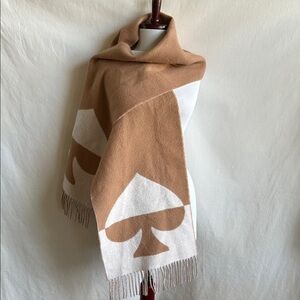 Kate Spade New York tan and cream/white spade scarf